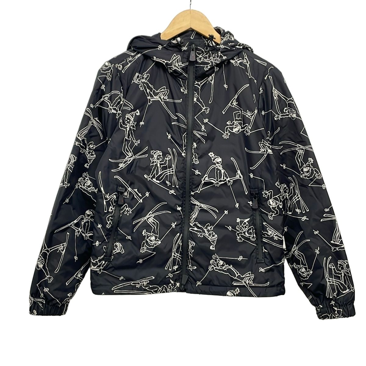 Moncler Down Jacket 0 XS Monteain Giubbotto Black White Winter Zip