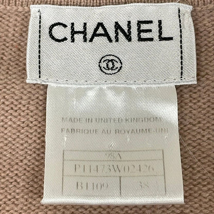 Chanel Cardigan 38 M Pink Beige Red Chain Cashmere — view 3