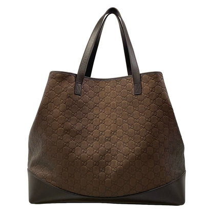 Gucci Tote GG Pattern Guccissima Line Dark Brown Leather
