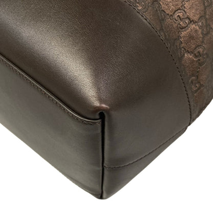 Gucci Tote GG Pattern Guccissima Line Dark Brown Leather — view 6