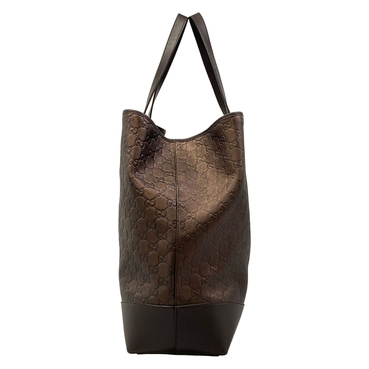 Gucci Tote GG Pattern Guccissima Line Dark Brown Leather — view 2