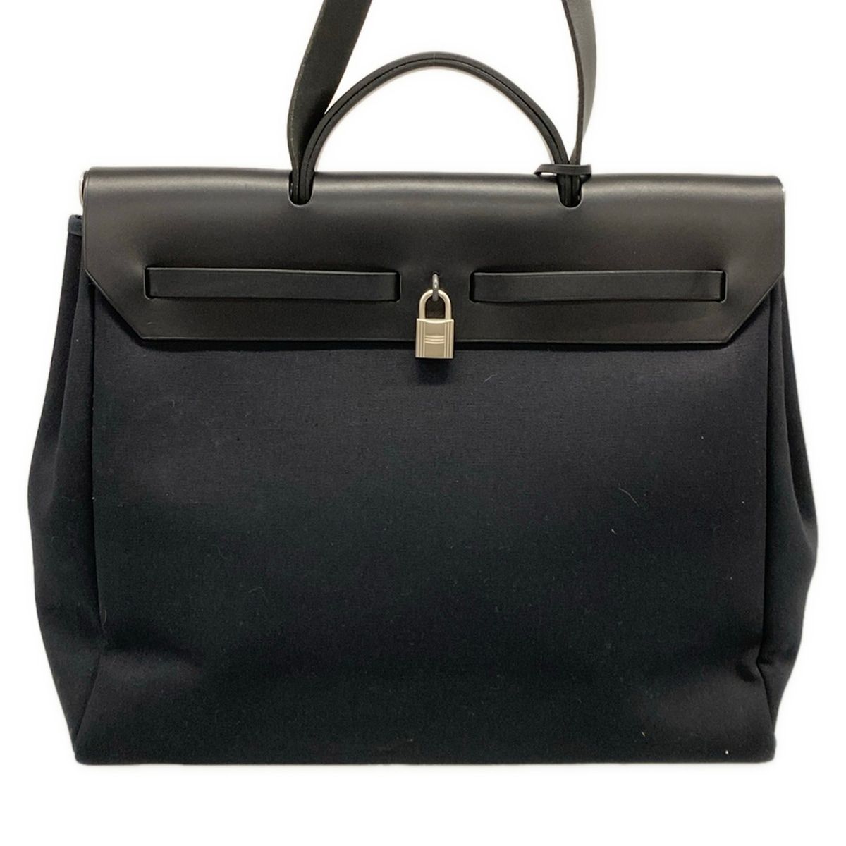 Hermes Handbag Herbag Black Silver Leather — view 3