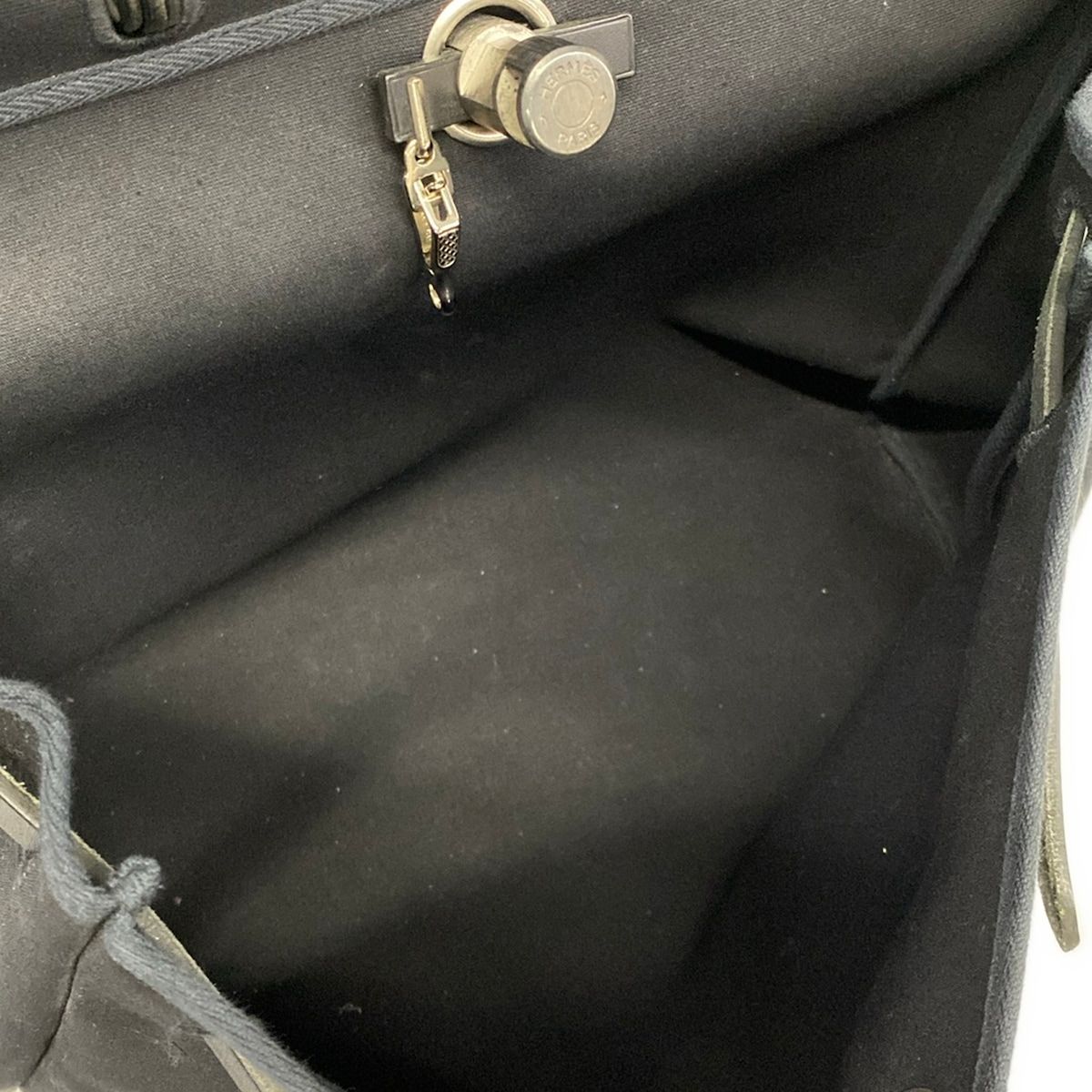 Hermes Handbag Herbag Black Silver Leather — view 7
