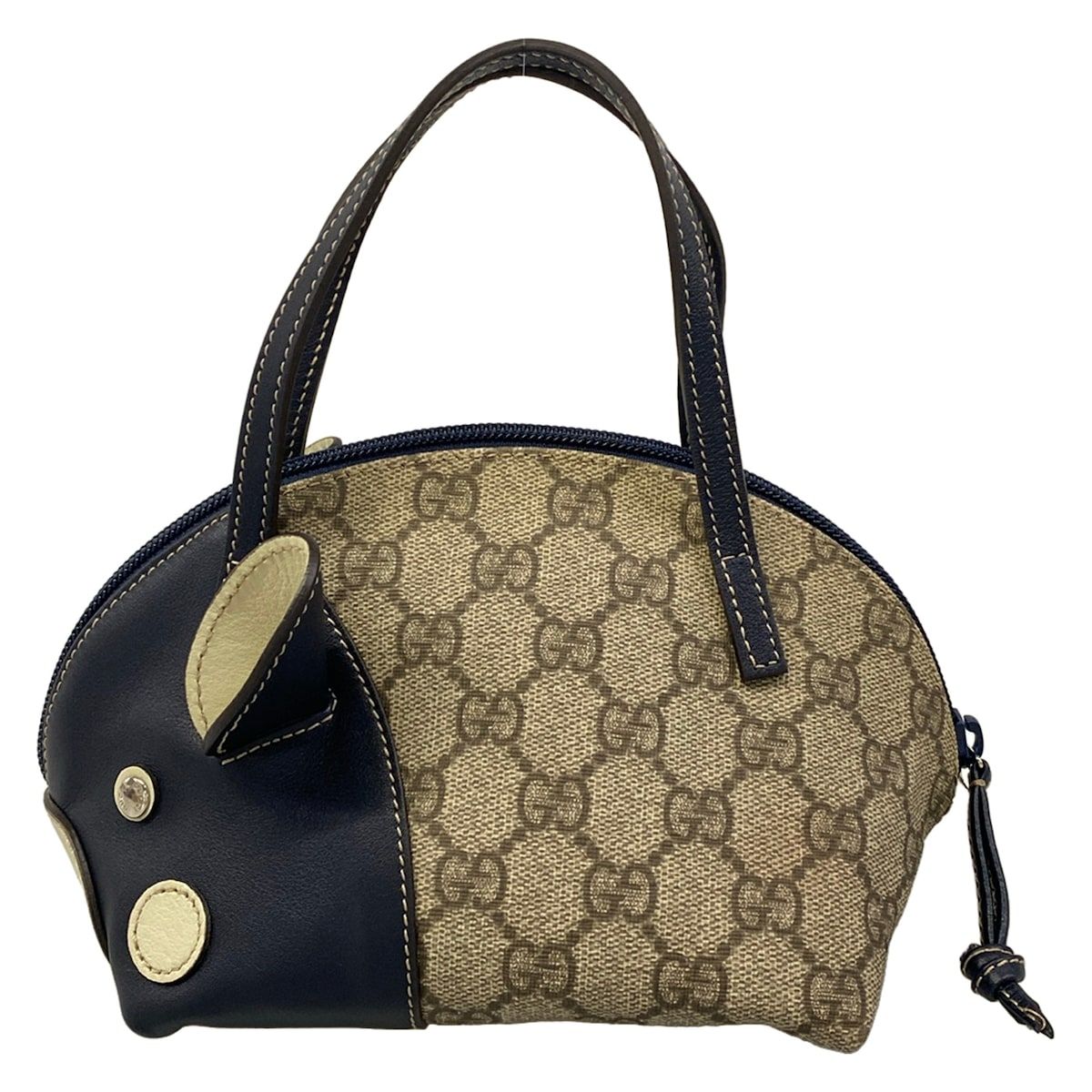 Gucci Kids GG Plus Supreme Gray Ju Dark Navy Multi Mini Bag Pig Leather
