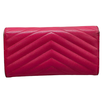 Saint Laurent Paris Wallet Monogram Large Flap Pink Zip Around Leather — view 2