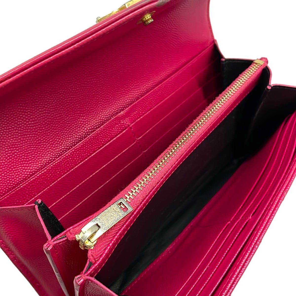 Saint Laurent Paris Wallet Monogram Large Flap Pink Zip Around Leather — view 4