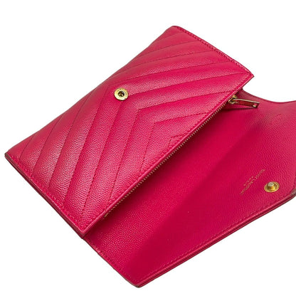 Saint Laurent Paris Wallet Monogram Large Flap Pink Zip Around Leather — view 3
