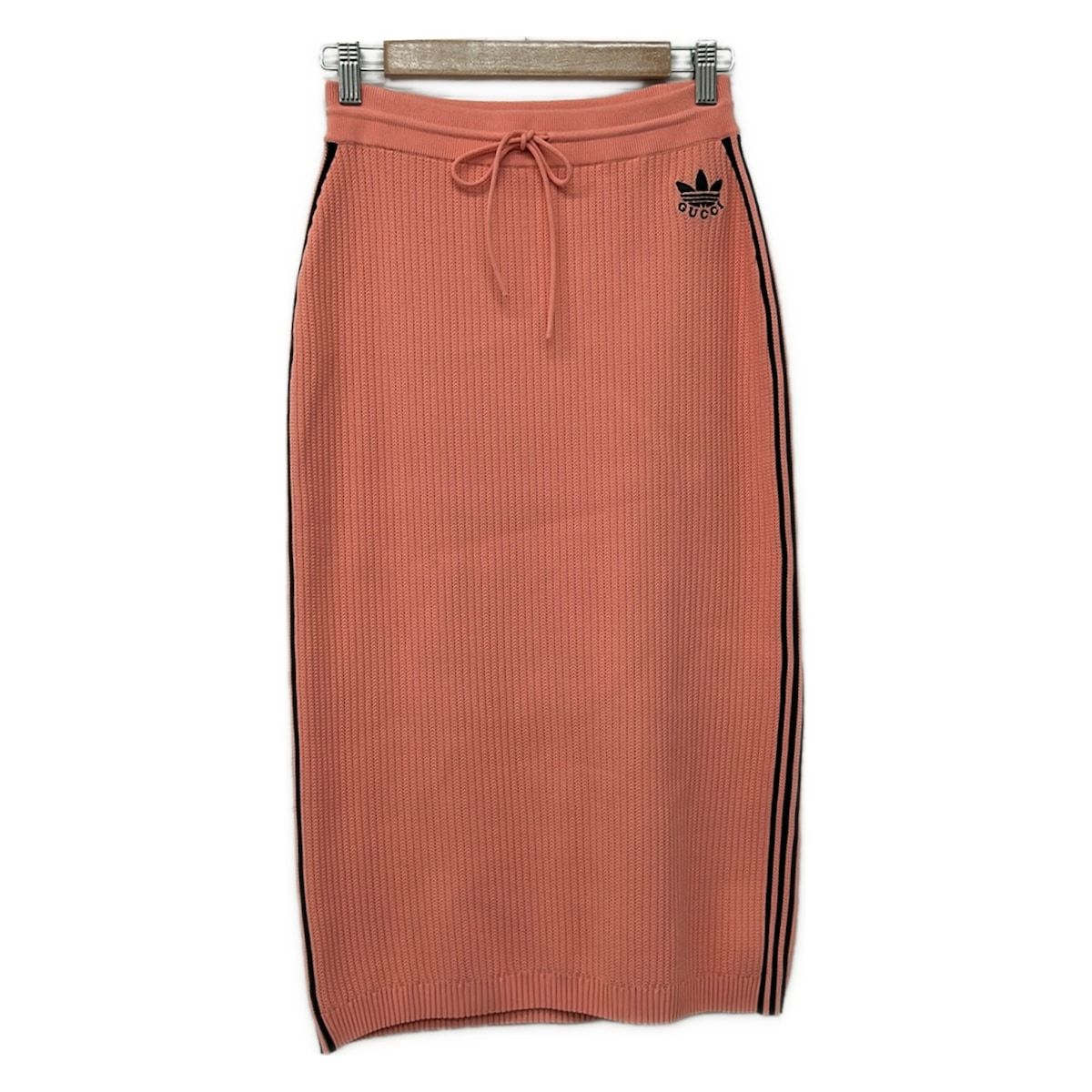 Gucci Long Skirt M Pink Black Knit Waist Togo Adidas Collaboration