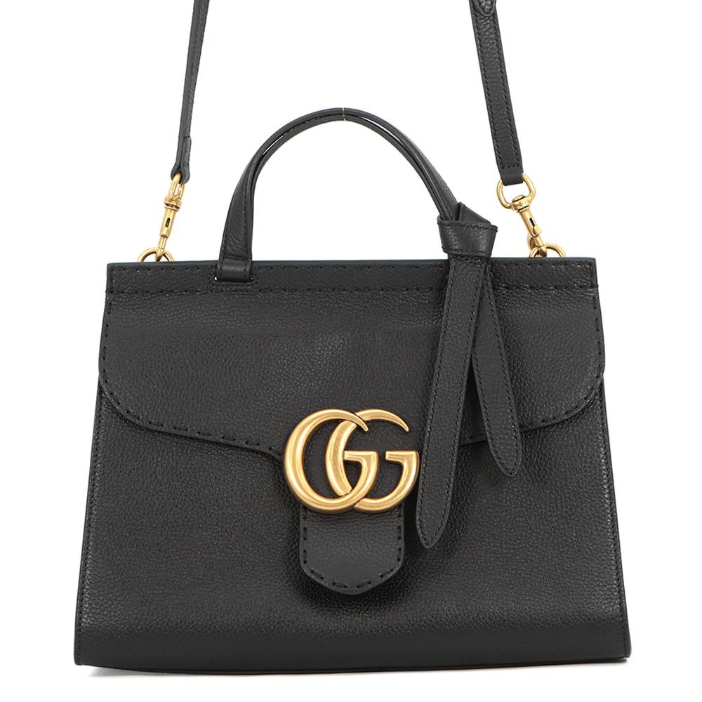Gucci Handbag GG Marmont Leather Bag 2-Way Black
