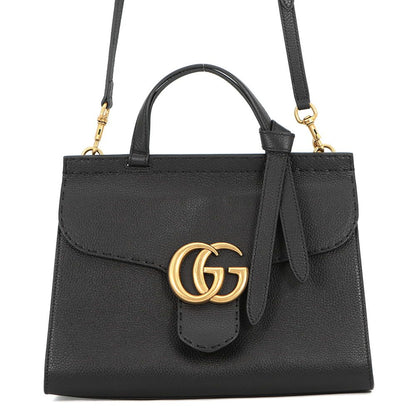 Gucci Handbag GG Marmont Leather Bag 2-Way Black