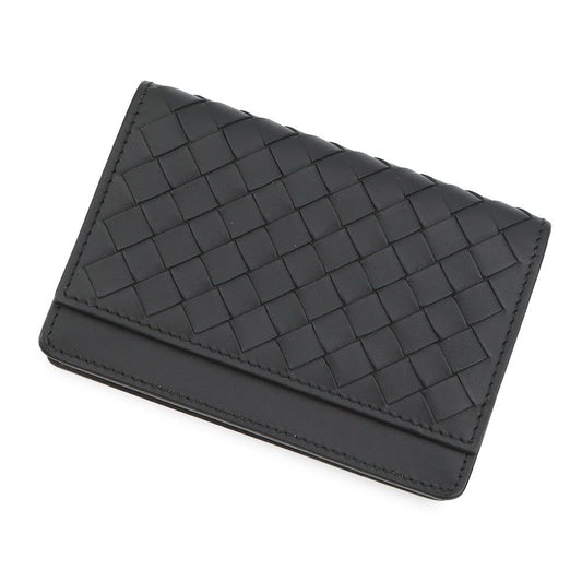 Bottega Veneta Card Case Intrecciato Leather Business Holder Black