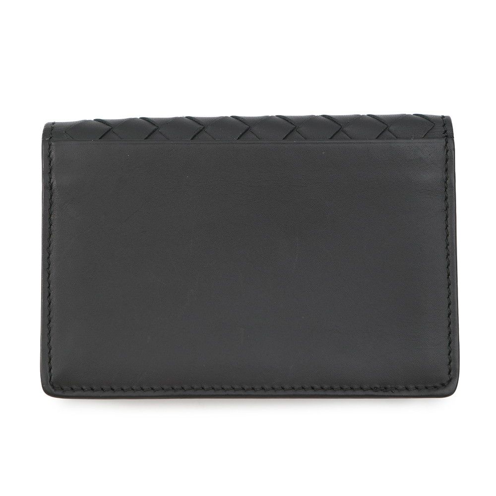 Bottega Veneta Card Case Intrecciato Leather Business Holder Black — view 3