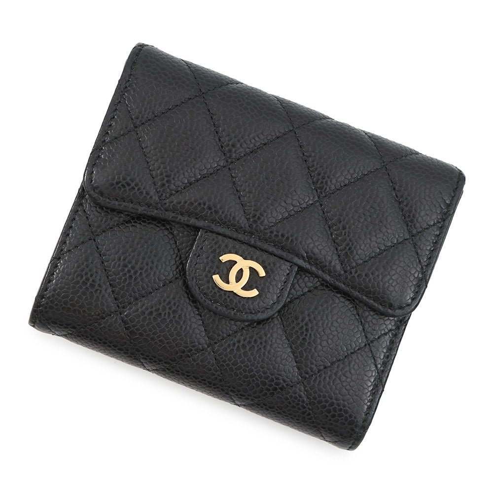 Chanel Trifold Wallet Classic Small Flap Lambskin Black
