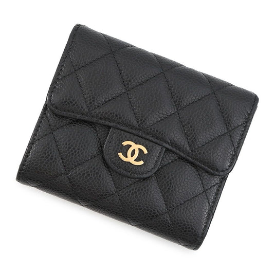 Chanel Trifold Wallet Classic Small Flap Lambskin Black