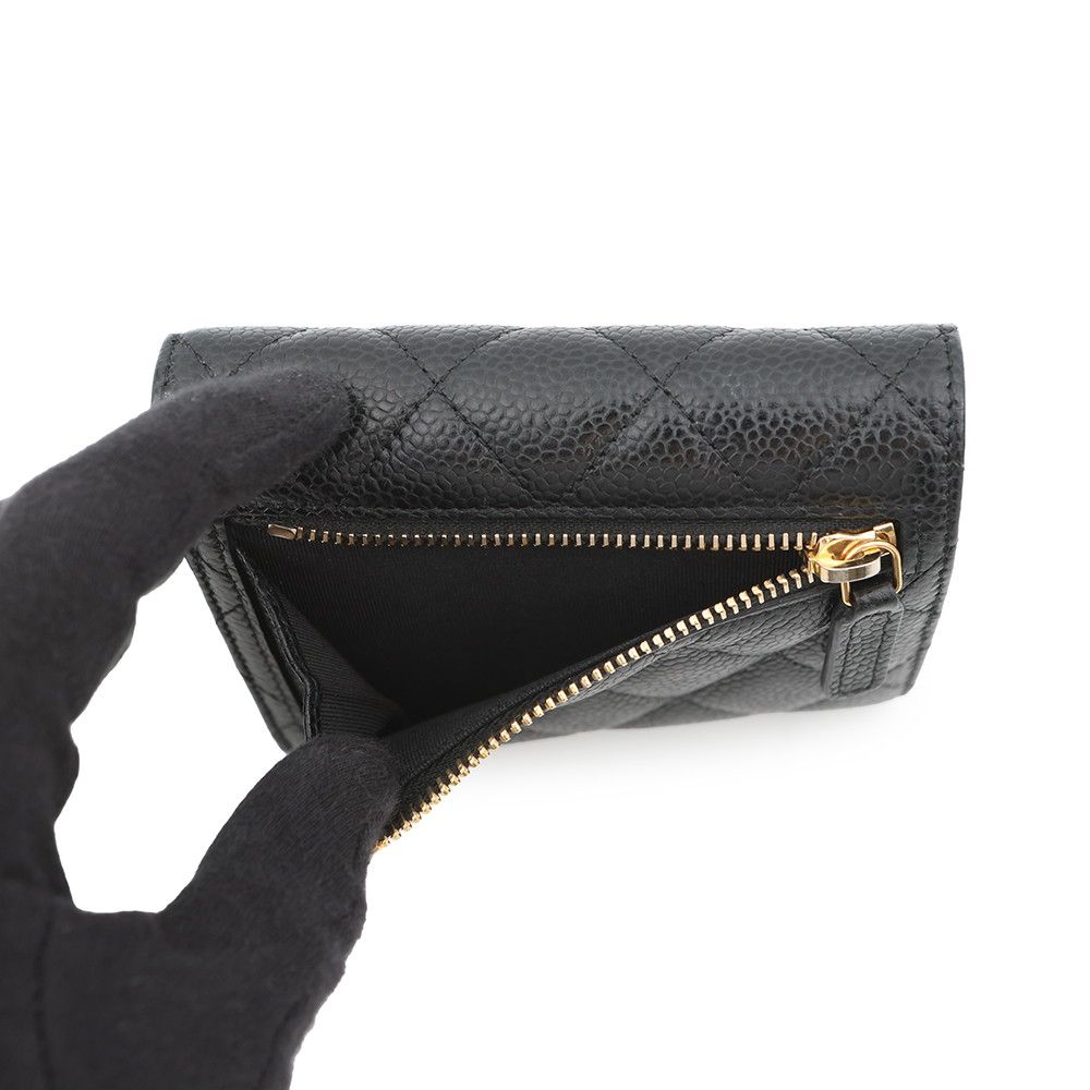 Chanel Trifold Wallet Classic Small Flap Lambskin Black — view 6