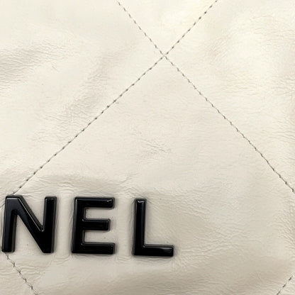 Chanel Chain Shoulder Bag 22 Small Shiny Calfskin White — view 7