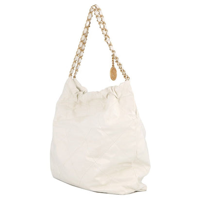 Chanel Chain Shoulder Bag 22 Small Shiny Calfskin White — view 2
