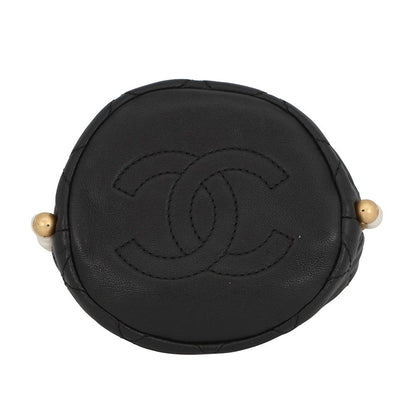 Chanel Chain Shoulder Bag Pearl Quilted CC Logo Black — view 3