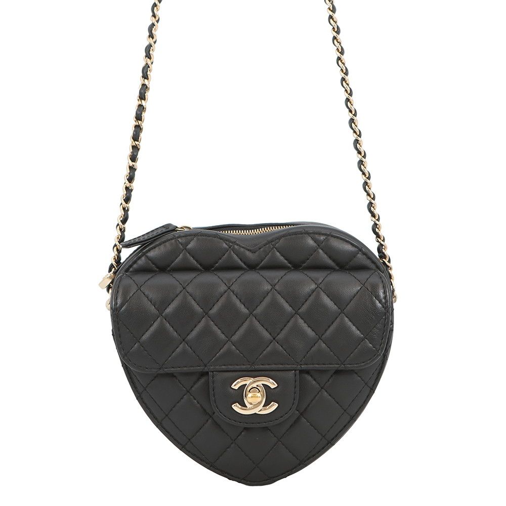 Chanel Chain Shoulder Bag Quilted Heart