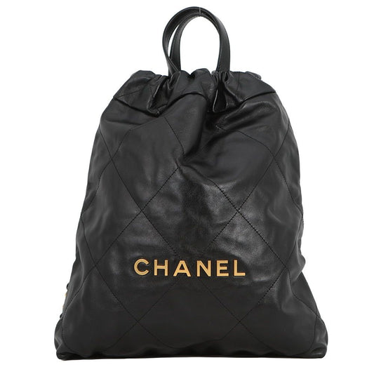 Chanel Backpack 22 Small Shiny Calfskin Black