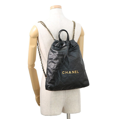 Chanel Backpack 22 Small Shiny Calfskin Black — view 4