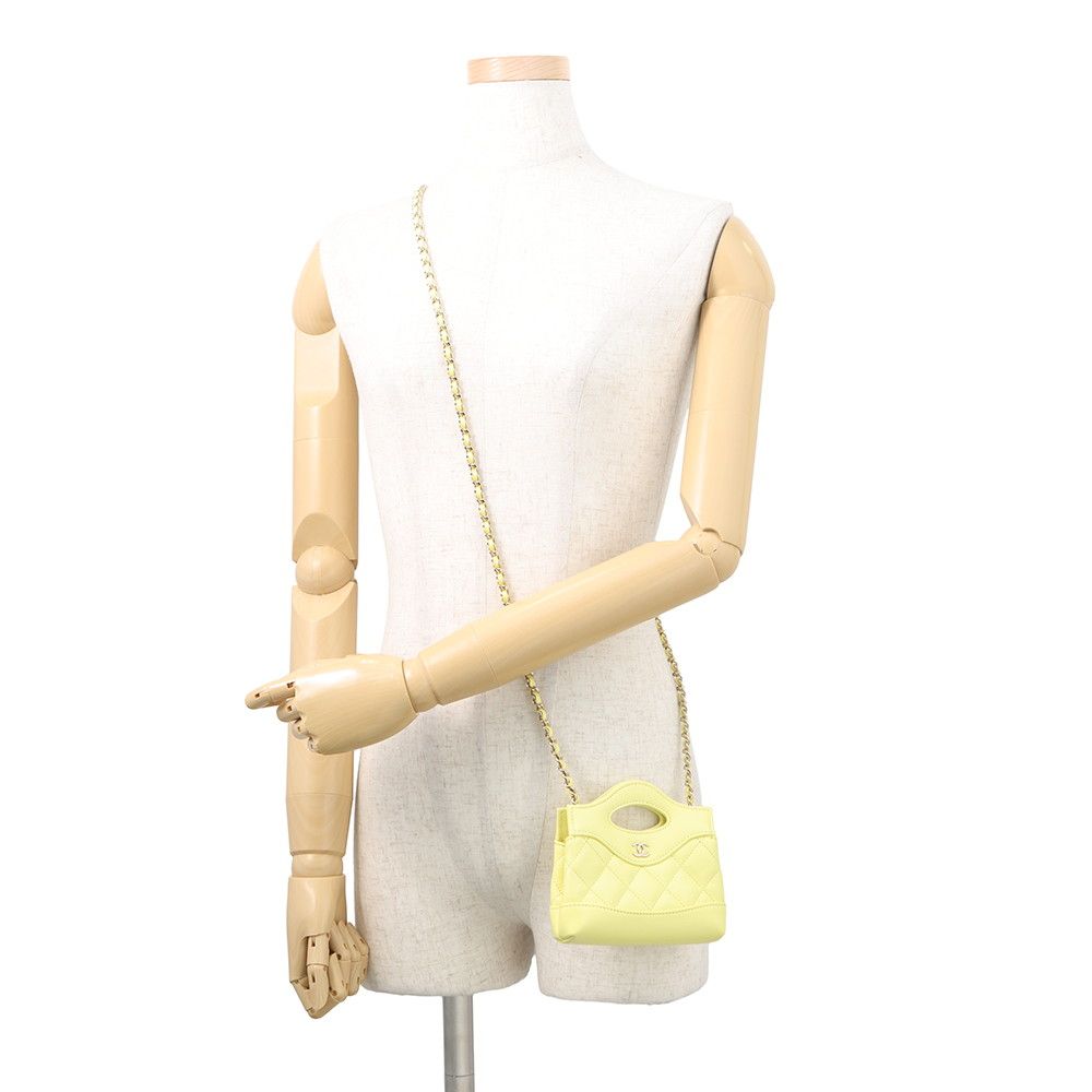 Chanel Chain Shoulder Bag CC Logo Quilted Lambskin Clutch — view 4