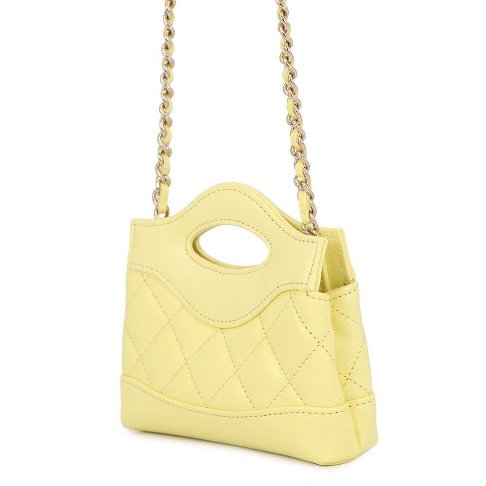 Chanel Chain Shoulder Bag CC Logo Quilted Lambskin Clutch — view 2