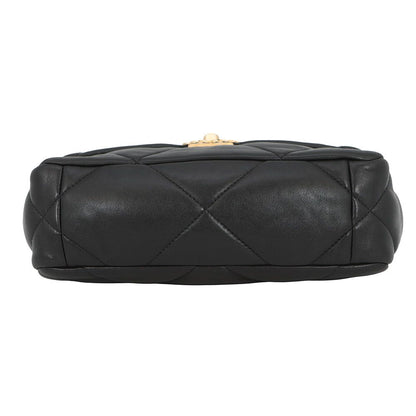 Chanel Chain Shoulder Bag 19 CC Logo Shiny Lambskin Black — view 3
