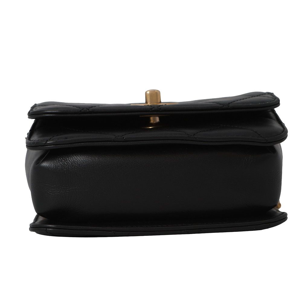 Chanel Chain Shoulder Bag Quilted CC Logo Lambskin Black — view 3