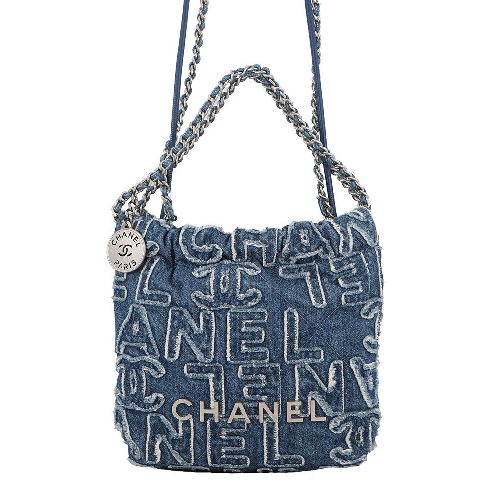 Chanel 22 Mini CC Logo Denim 2-Way Shoulder
