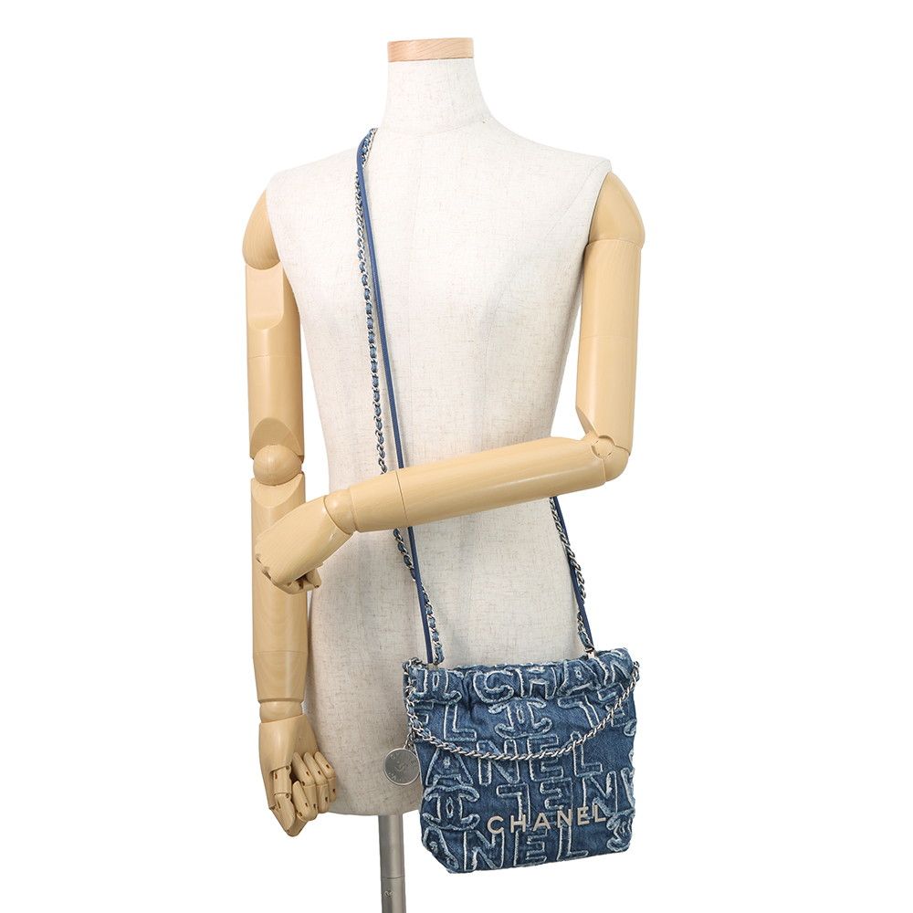 Chanel 22 Mini CC Logo Denim 2-Way Shoulder — view 5