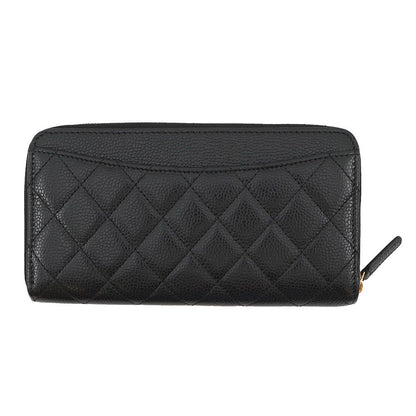 Chanel Wallet Classic Long Zip CC Logo Quilted Caviar Leather Black — view 3