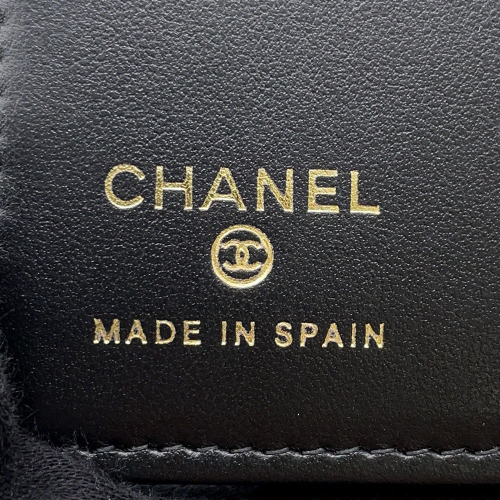 Chanel Passport Case CC Logo Quilted Caviar Leather Rhinestone Cover Black — view 8