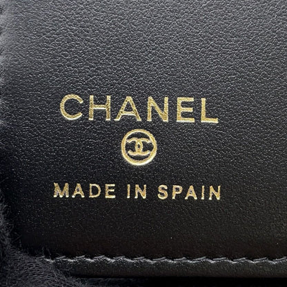 Chanel Passport Case CC Logo Quilted Caviar Leather Rhinestone Cover Black — view 8