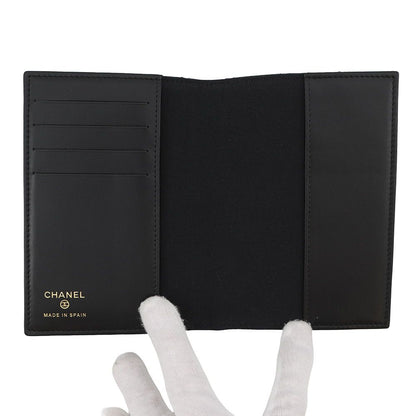Chanel Passport Case CC Logo Quilted Caviar Leather Rhinestone Cover Black — view 4