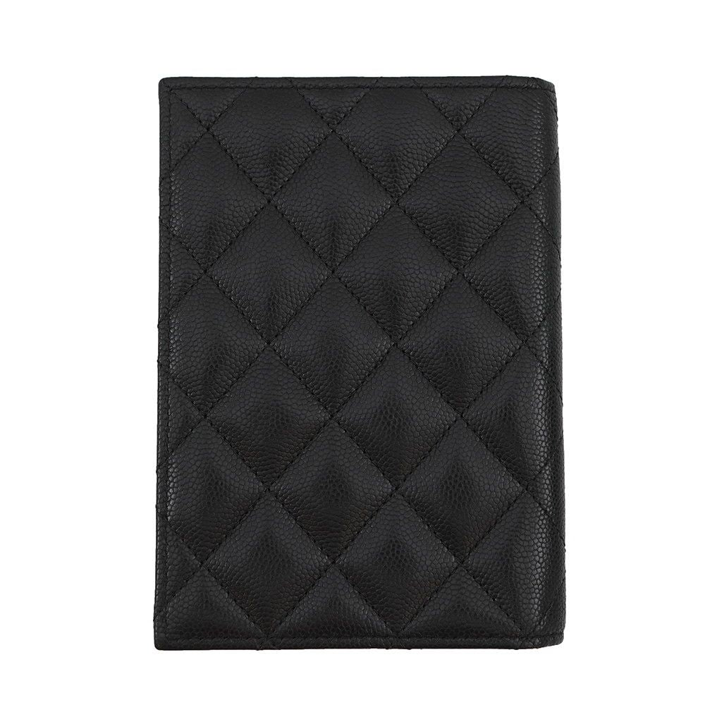 Chanel Passport Case CC Logo Quilted Caviar Leather Rhinestone Cover Black — view 3