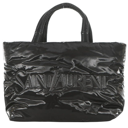 Saint Laurent Paris Tote Wide Puffer Logo Nylon Black