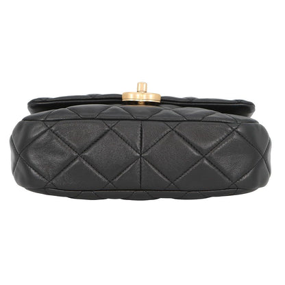 Chanel Chain Shoulder Bag Small Quilted CC Logo Lambskin Black — view 3