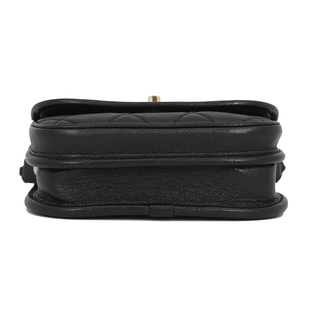 Chanel Chain Shoulder Bag Quilted CC Logo Grained Calfskin — view 3