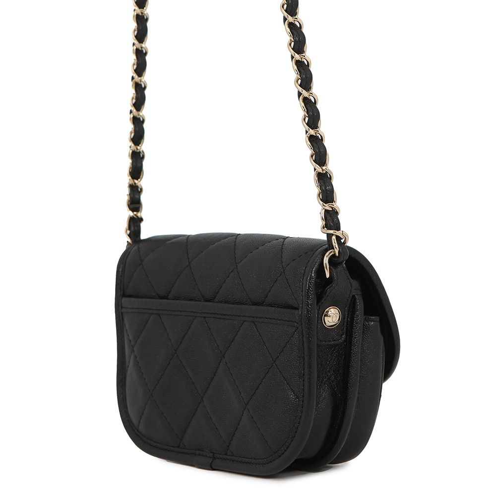 Chanel Chain Shoulder Bag Quilted CC Logo Grained Calfskin — view 2