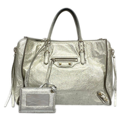 Balenciaga Tote Paper A6 Silver Leather