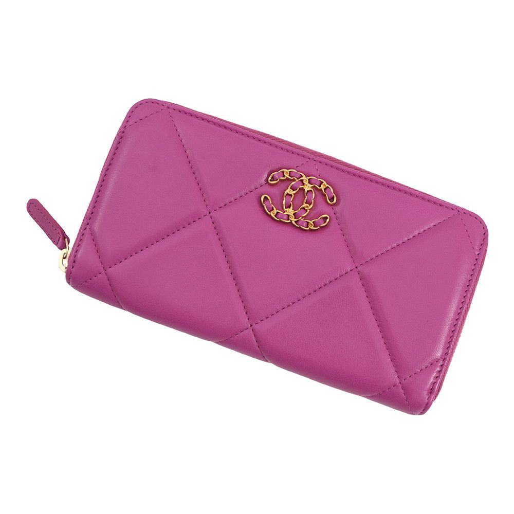 Chanel Wallet 19 Small Zip CC Logo Lambskin