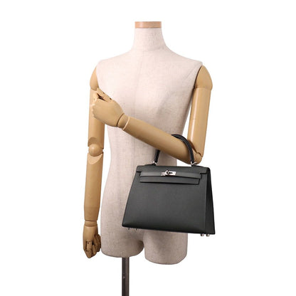 Hermes Kelly 25 Sellier Tricolor Vert Mangalore Almond Black Silver Epsom 2-Way — view 4