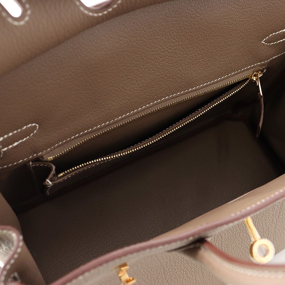 Hermes Birkin 25 Etoupe Gold Togo Handbag — view 7