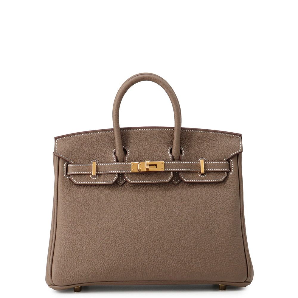Hermes Birkin 25 Etoupe Gold Togo Handbag