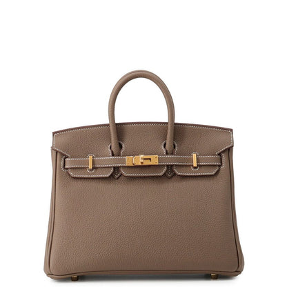 Hermes Birkin 25 Etoupe Gold Togo Handbag