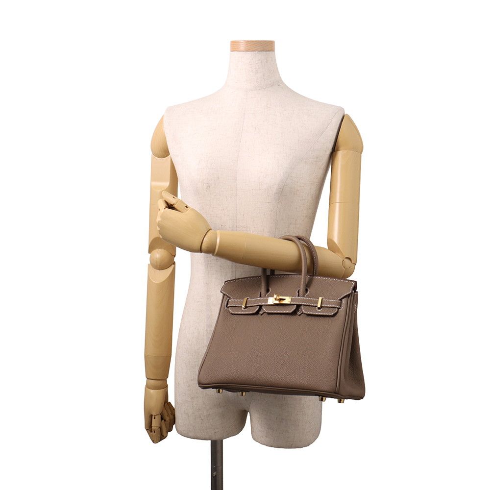 Hermes Birkin 25 Etoupe Gold Togo Handbag — view 4