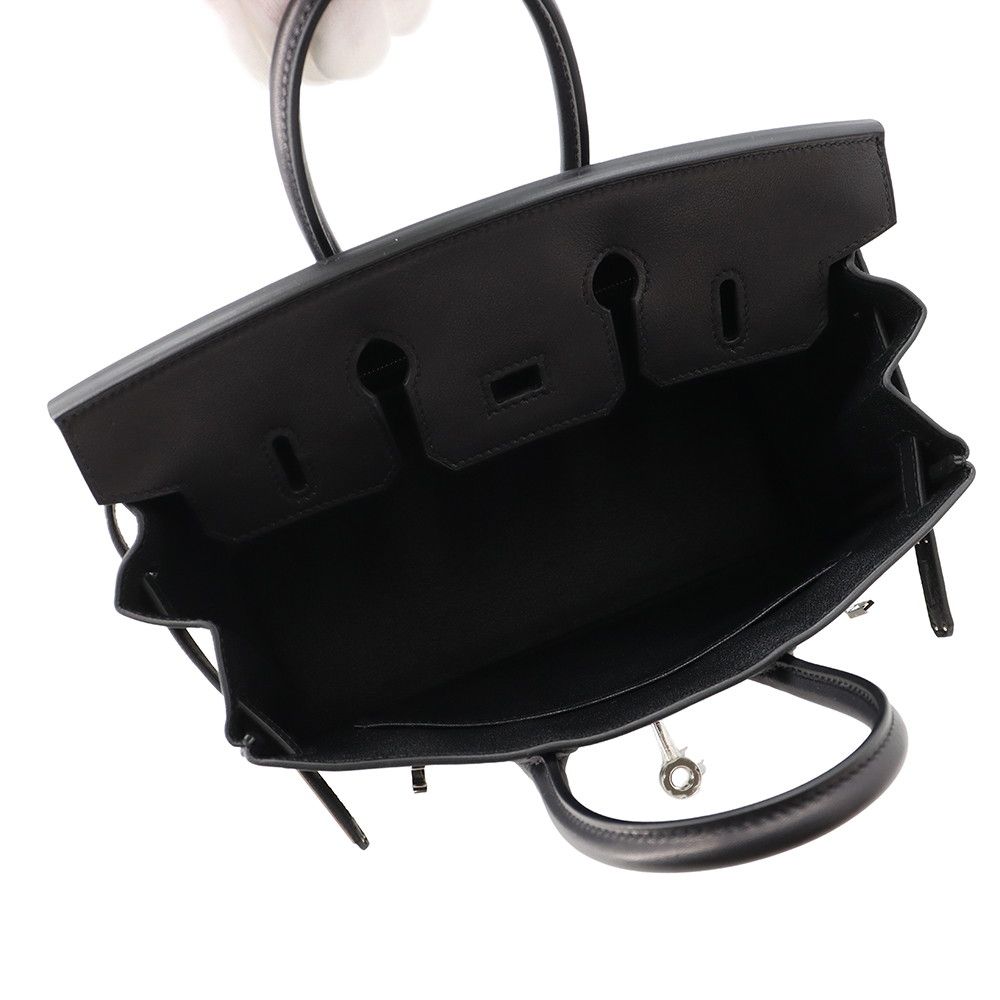 Hermes Birkin 25 Black Silver Veau Volupt Handbag — view 5