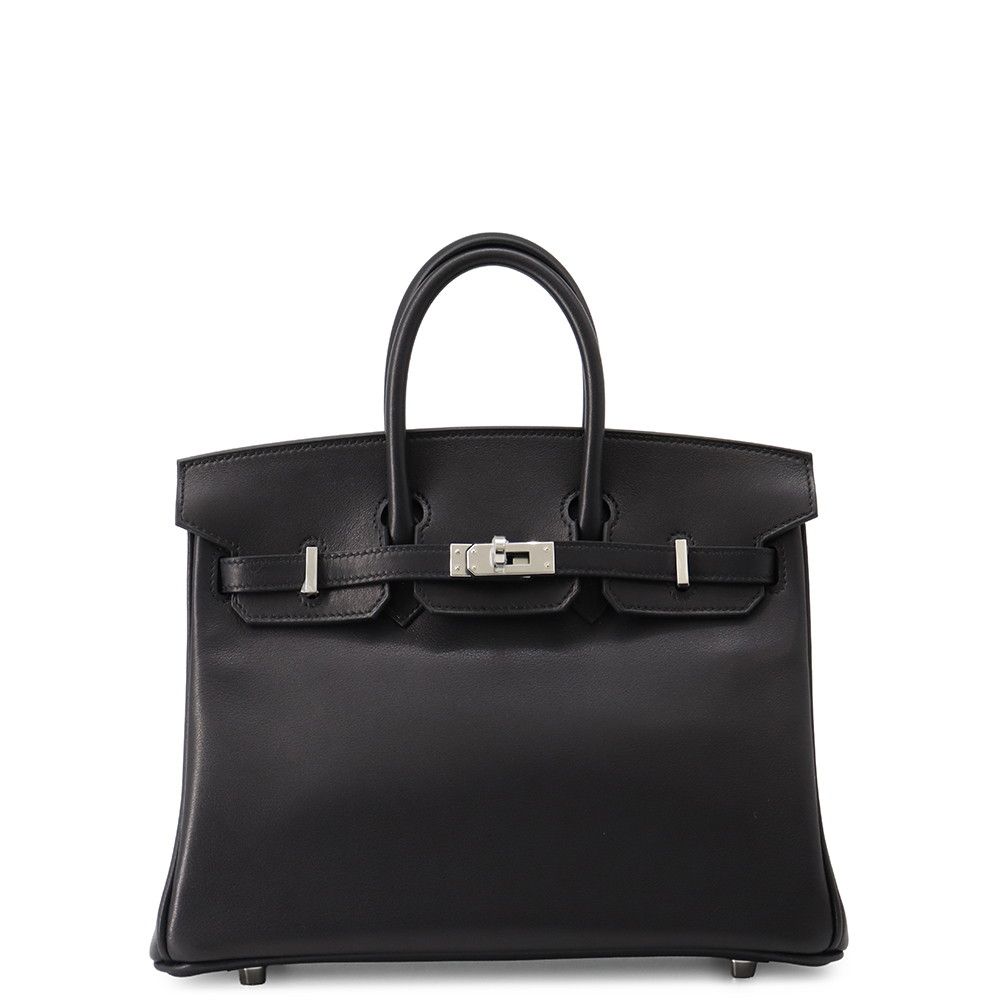 Hermes Birkin 25 Black Silver Veau Volupt Handbag