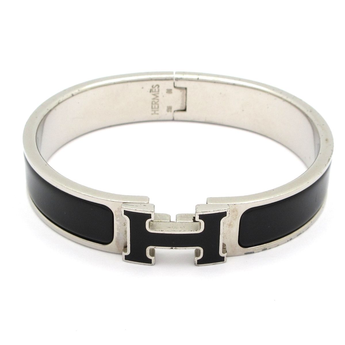 Hermes Bangle Click Silver Black Bracelet